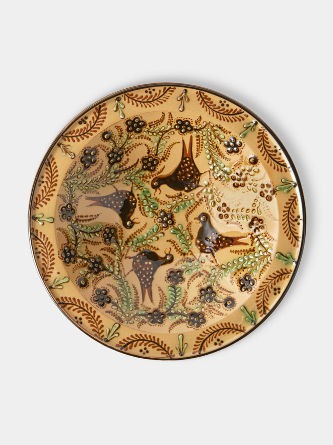 Poterie d’Évires - Birds and Flowers Hand-Painted Ceramic Small Serving Bowl - Cream - ABASK