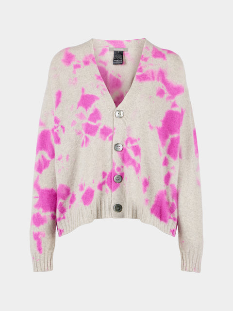 Suzusan - Madara Shibori Cashmere Seamless Short Cardigan | Size: S - Pink - ABASK - 