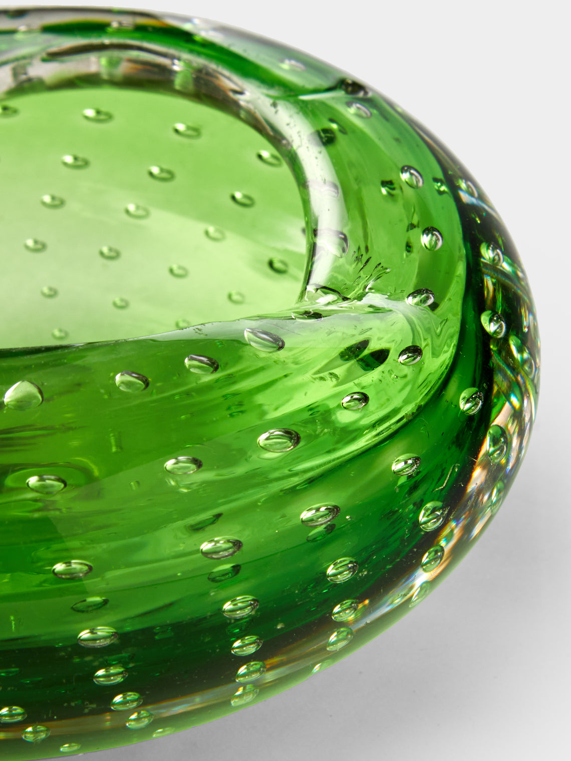Antique and Vintage - Mid-Century Czech Glass Ashtray - Green - ABASK