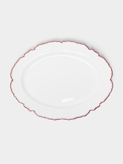 Atelier Soleil - Combed Edge Hand-Painted Ceramic Oval Platter -  - ABASK - 