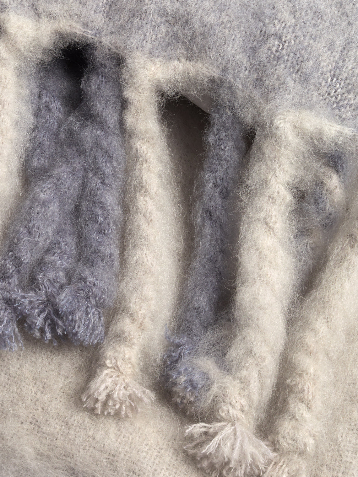 Lena Rewell - Kallio Handwoven Mohair Throw (72in/1.8m) - Gray - ABASK