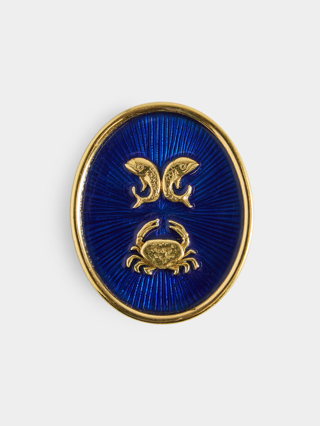 Mahnaz Collection - Vintage 1986 Elisabeth Gage 18-Karat Gold and Guilloche Enamel Brooch -  - ABASK - 