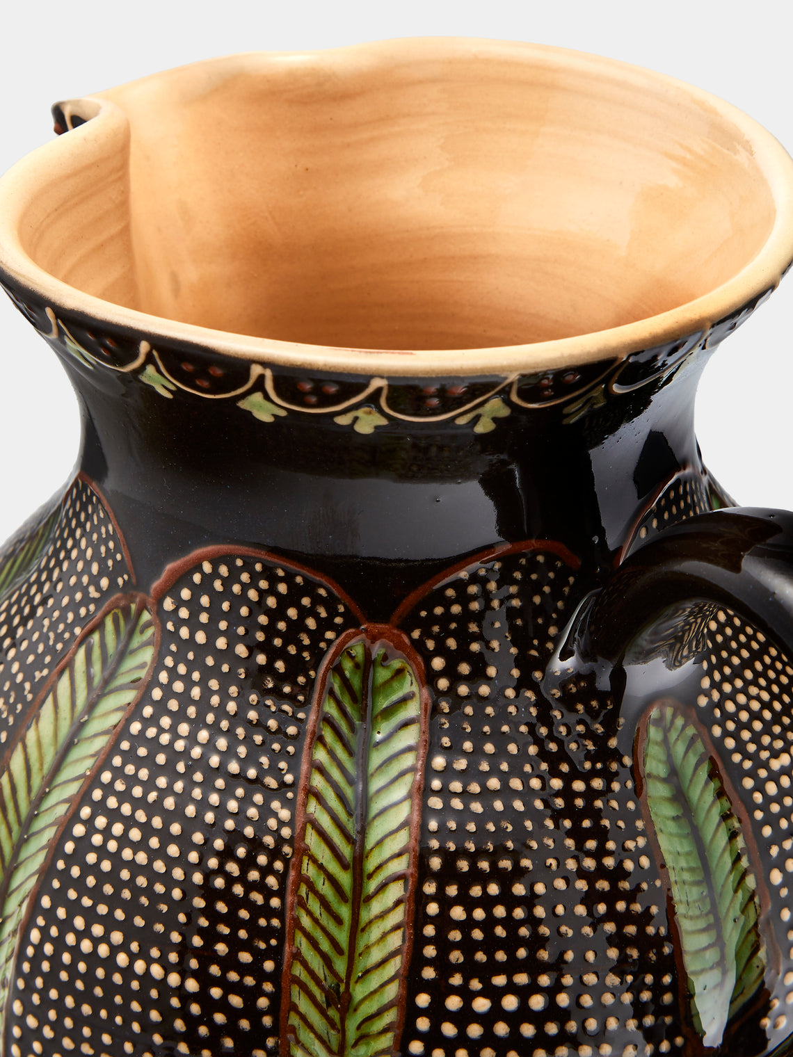 Poterie d’Évires - Dots Hand-Painted Ceramic Large Round Jug - Dark brown - ABASK