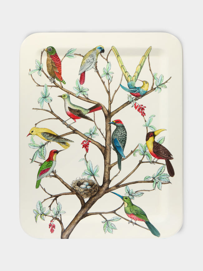 Fornasetti - Uccelli Hand-Painted Wood Tray -  - ABASK - 