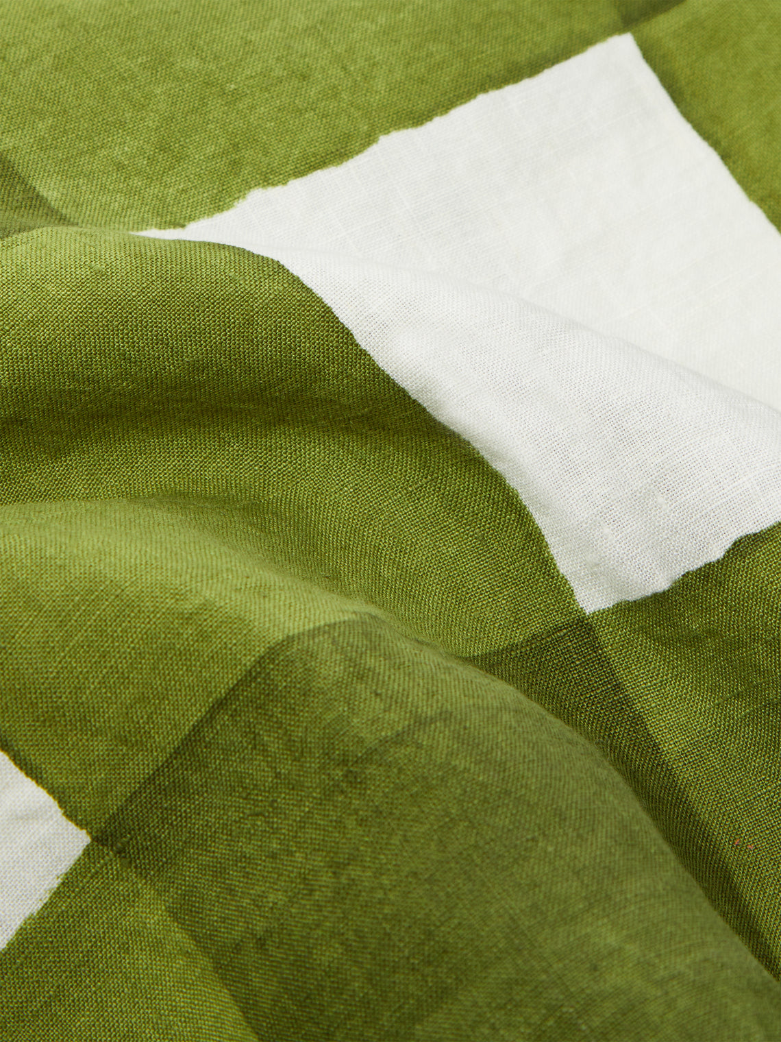 Stamperia Bertozzi - Gingham Hand-Painted Linen Rectangular Tablecloth -  - ABASK