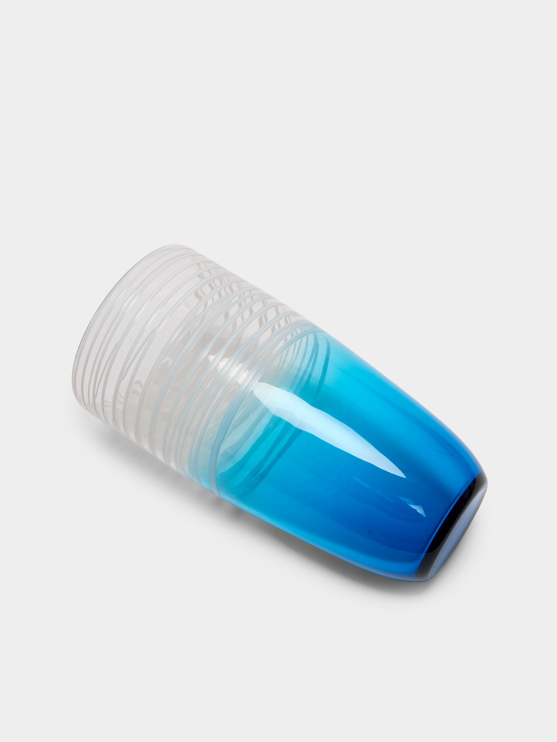 Antique and Vintage - 1970s Murano Glass Vase (11in/28cm) - Blue - ABASK