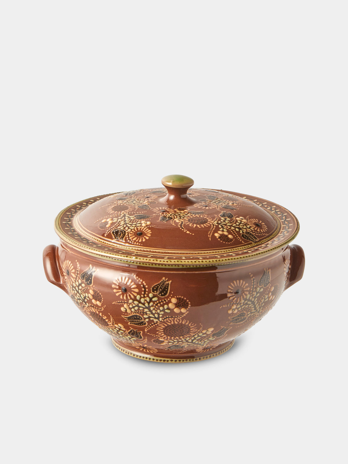 Poterie d’Évires - Flowers Hand-Painted Ceramic Soup Tureen - Light Brown - ABASK - 