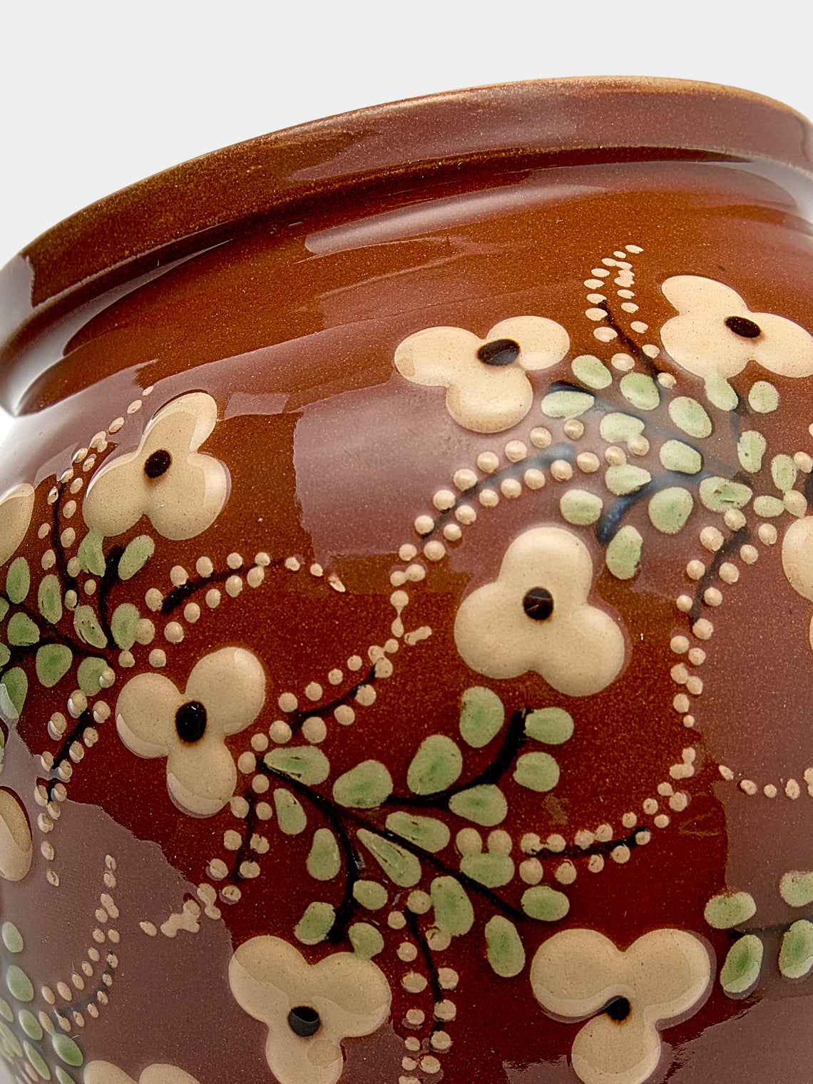 Poterie d’Évires - Flowers Hand-Painted Ceramic Vase - Light brown - ABASK