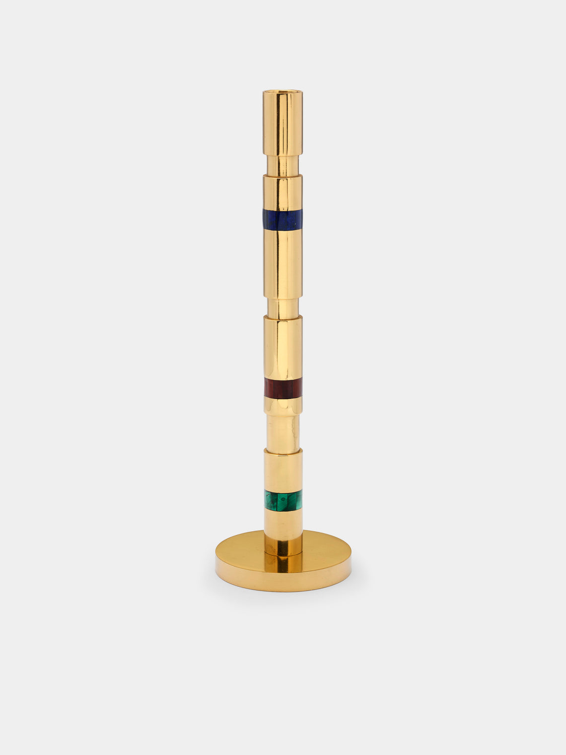 Viya - Majestic Brass and Semi-Precious Stone Candlesticks (Set of 2) -  - ABASK
