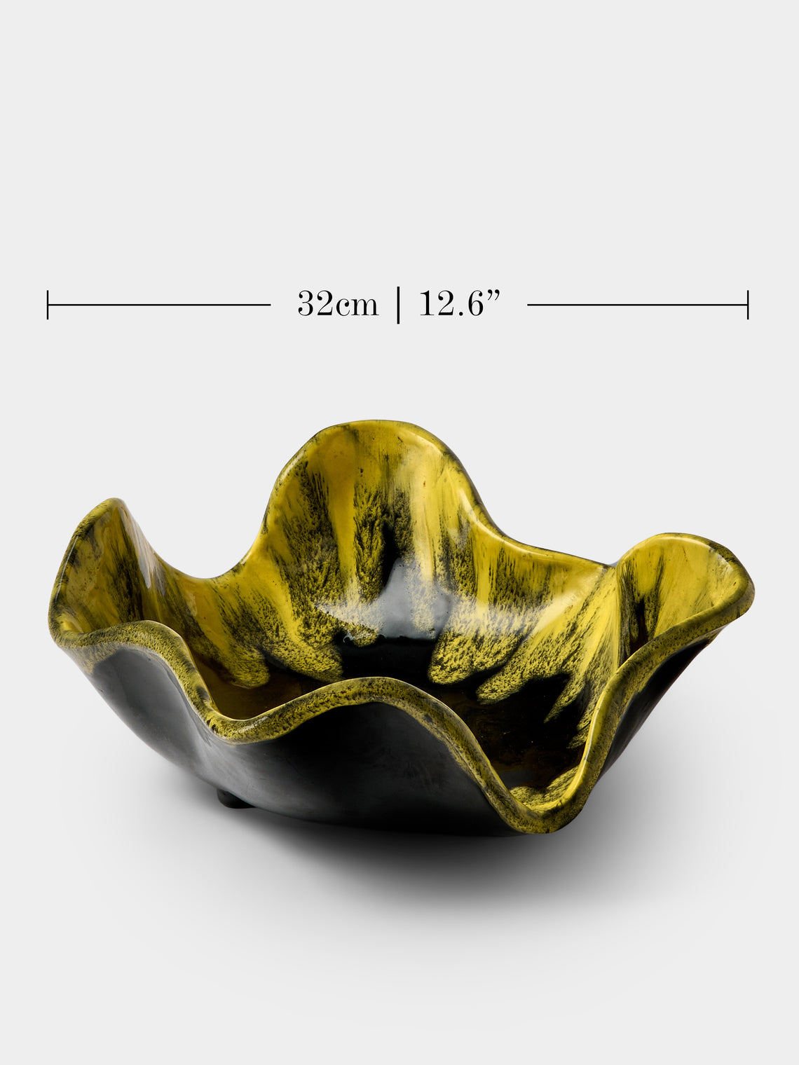 Antique and Vintage - 1950s Reactive-Glaze Ceramic Bowl - Yellow - ABASK