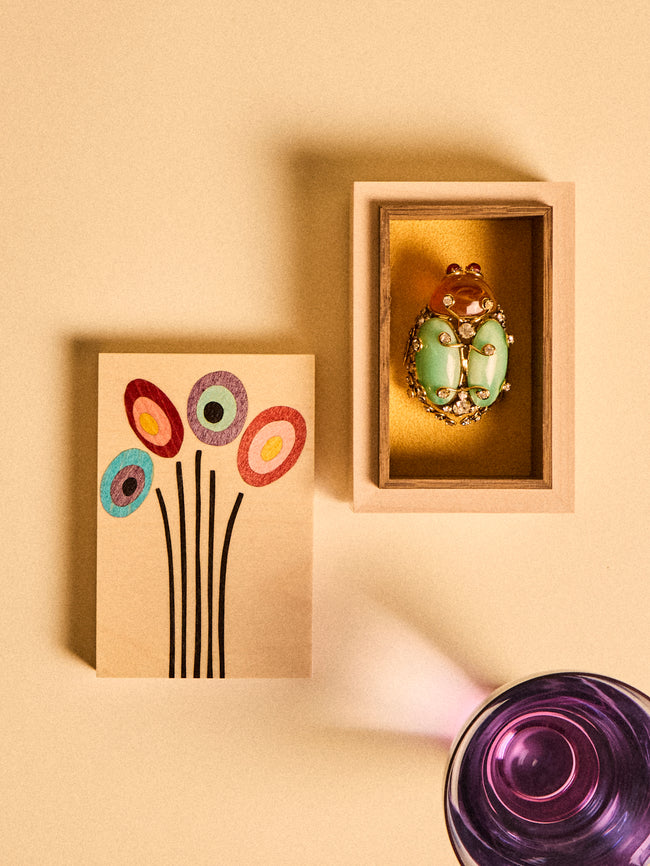 Kevin Stamper - Miro Bouquet Wood Small Jewelry Box - Cream - ABASK