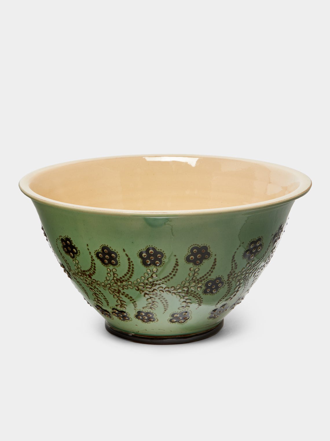 Poterie d’Évires - Flowers Hand-Painted Ceramic Large Salad Bowl -  - ABASK - 