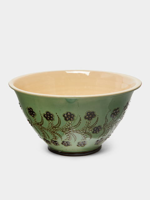 Poterie d’Évires - Flowers Hand-Painted Ceramic Large Salad Bowl -  - ABASK - 