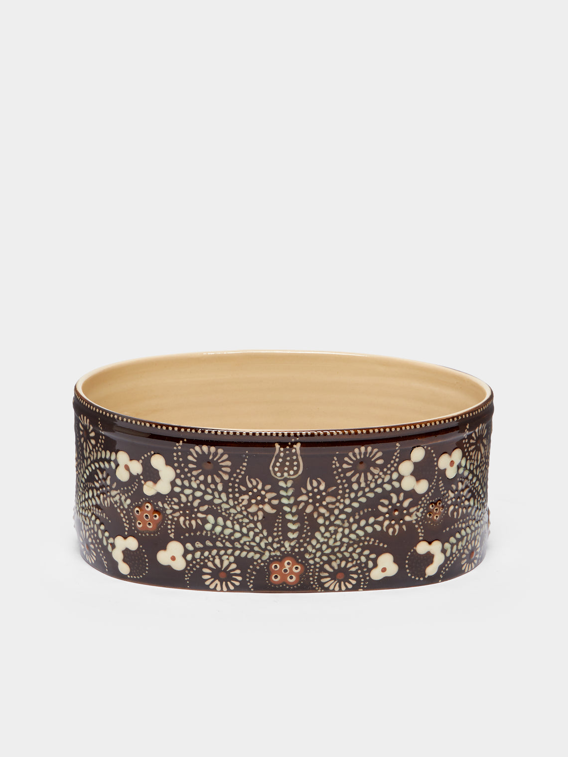 Poterie d’Évires - Flowers Hand-Painted Ceramic Oval Serving Dish -  - ABASK - 