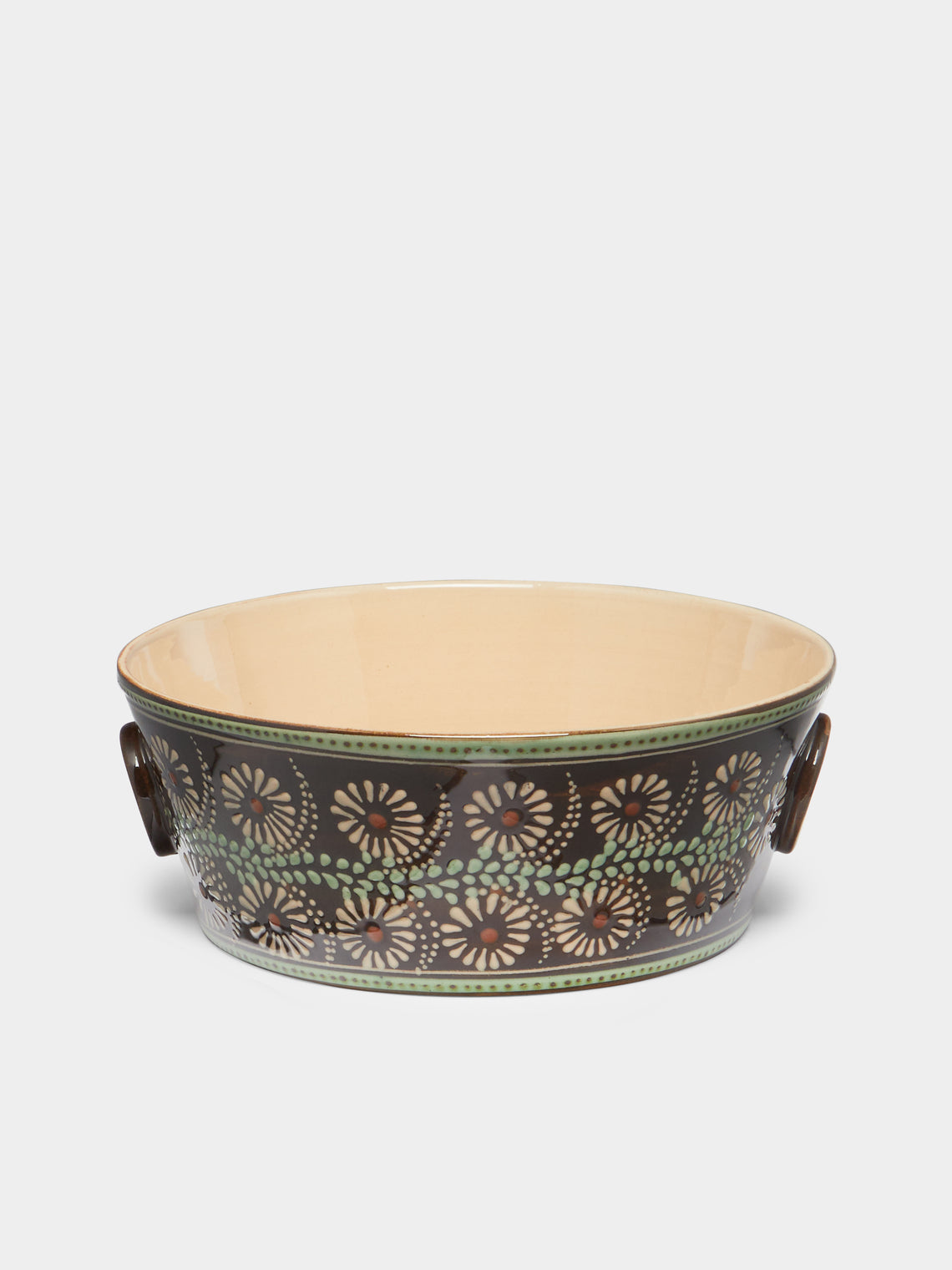Poterie d’Évires - Flowers Hand-Painted Ceramic Handled Serving Bowl -  - ABASK - 