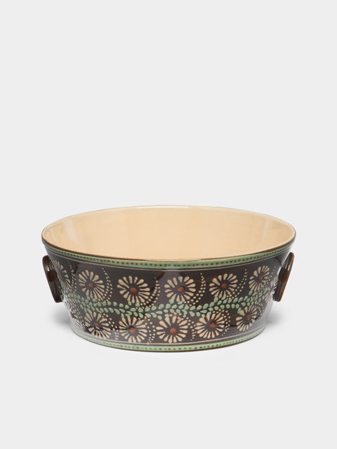 Poterie d’Évires - Flowers Hand-Painted Ceramic Handled Serving Bowl -  - ABASK - 