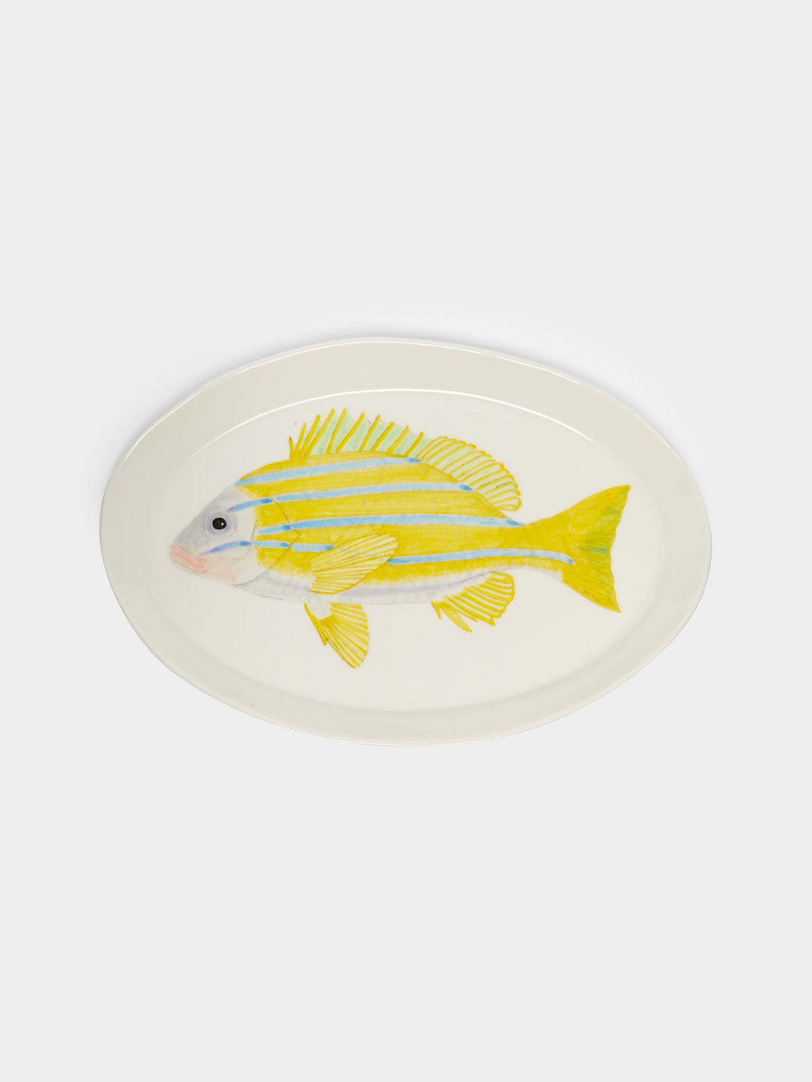 Casa Adams - Bluestripe Snapper Hand-Painted Porcelain Serving Platter -  - ABASK - 