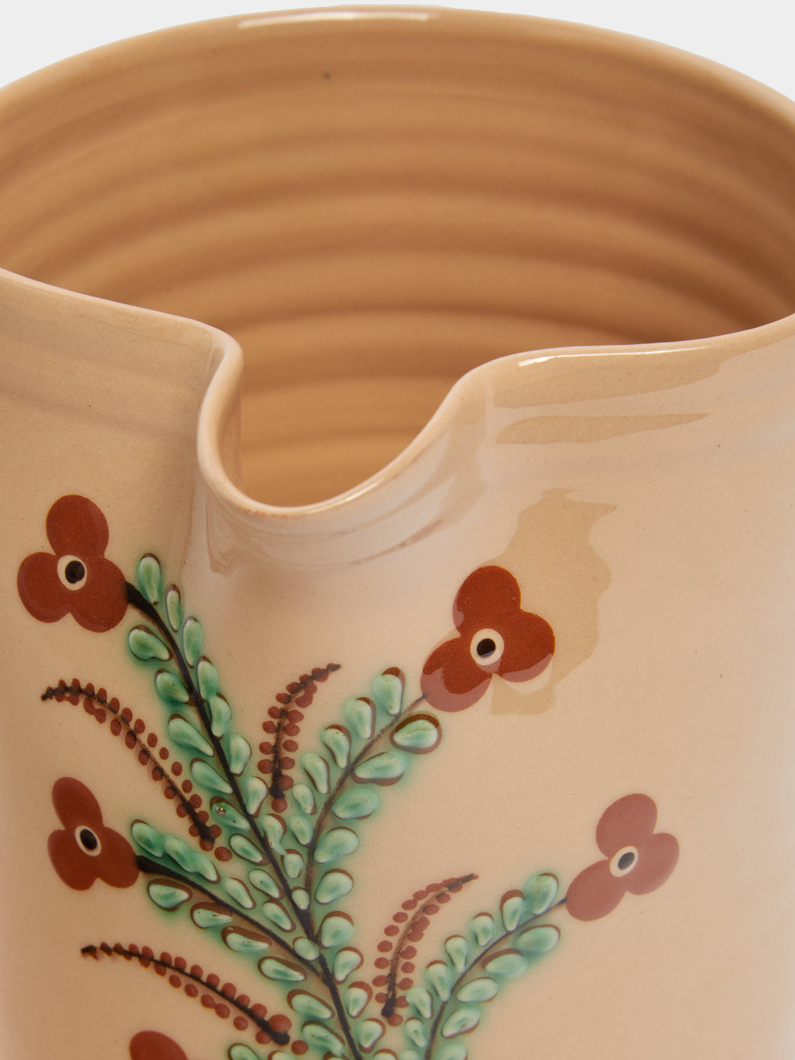 Poterie d’Évires - Flowers Hand-Painted Ceramic Straight-Edge Jug -  - ABASK