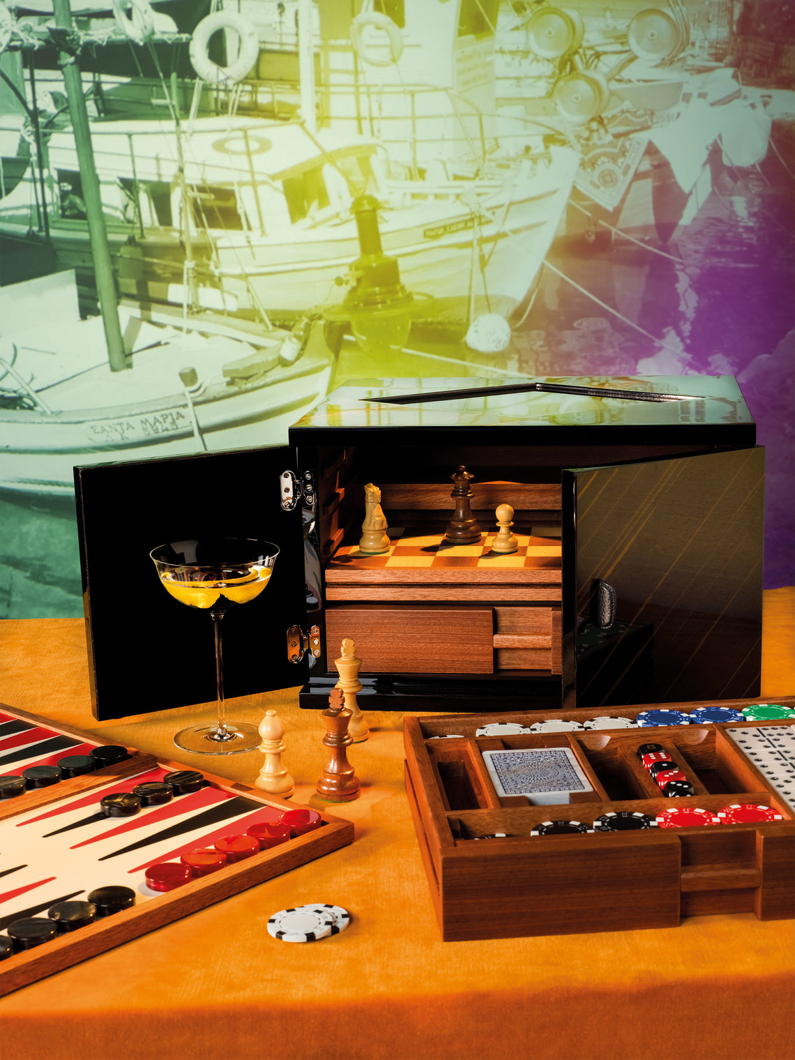 Agresti - Ebony Backgammon, Chess, Checkers and Poker Compendium -  - ABASK
