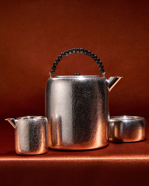 San Lorenzo - 1988 Afra and Tobia Scarpa Engraved Sterling Silver Tea Service (Set of 3) - Silver - ABASK