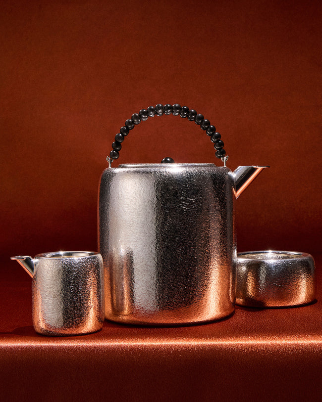 San Lorenzo - 1988 Afra and Tobia Scarpa Engraved Sterling Silver Tea Service (Set of 3) - Silver - ABASK