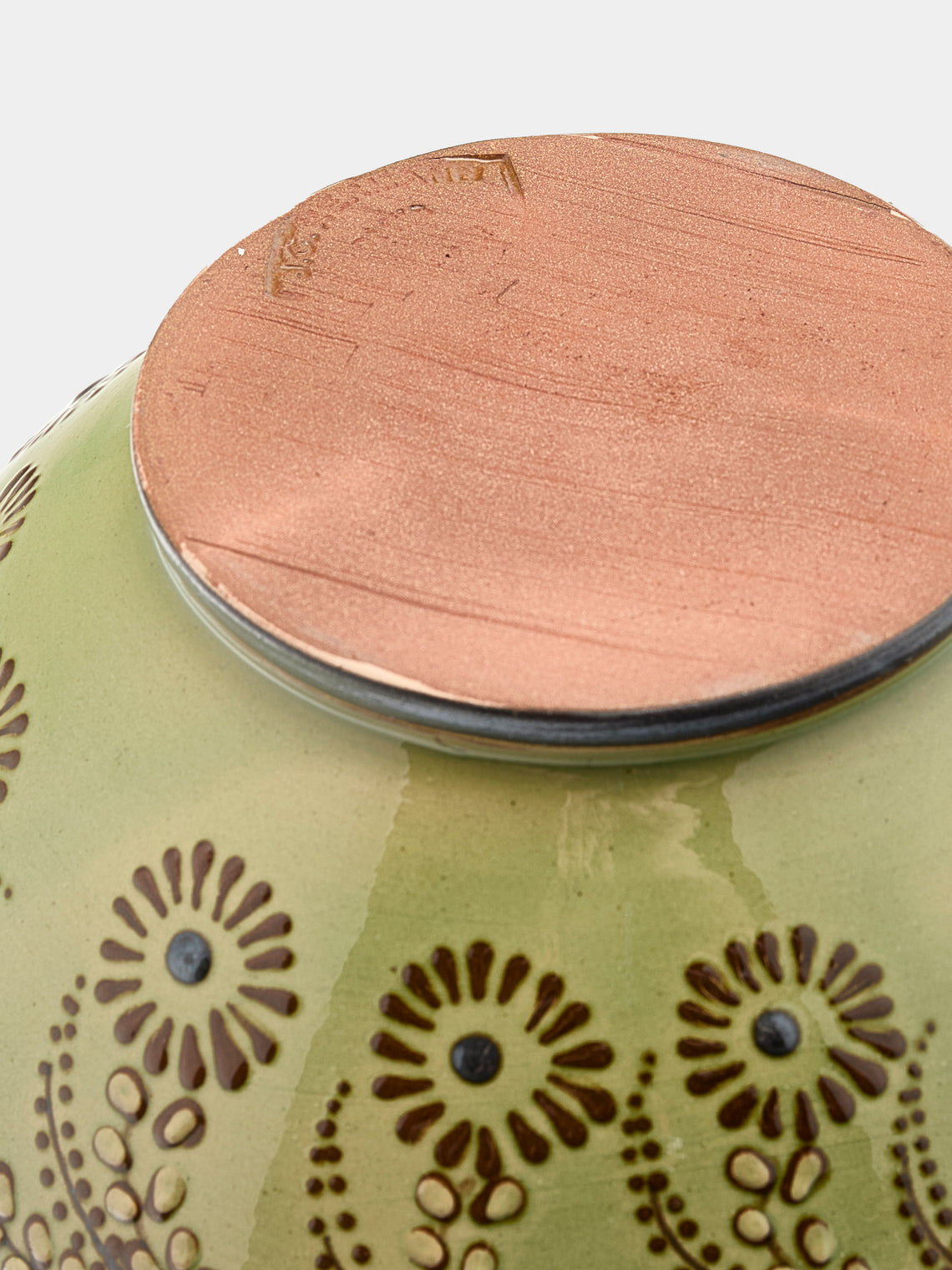 Poterie d’Évires - Flowers Hand-Painted Ceramic Large Serving Bowl - Green - ABASK