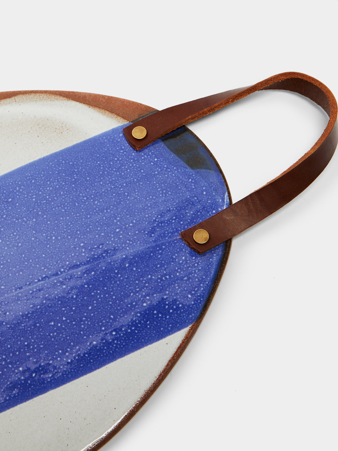 Silvia K Ceramics - Hand-Glazed Terracotta Large Platter with Leather Handles -  - ABASK