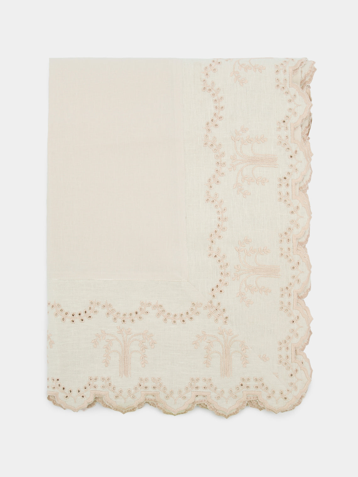 Borgo delle Tovaglie - Eden Embroidered Linen Rectangular Tablecloth - Natural - ABASK - 