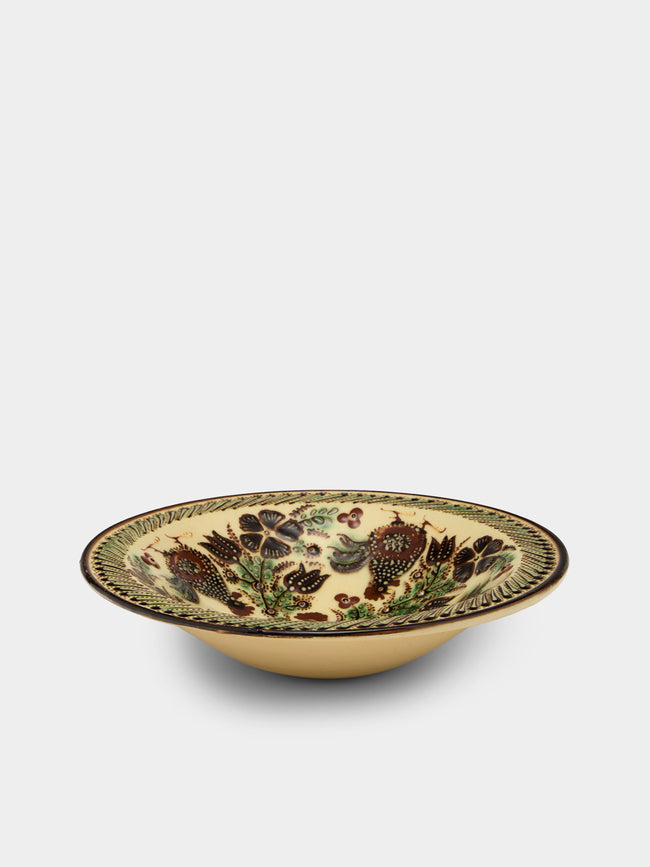 Poterie d’Évires - Chickens Hand-Painted Ceramic Serving Bowl - Cream - ABASK - 