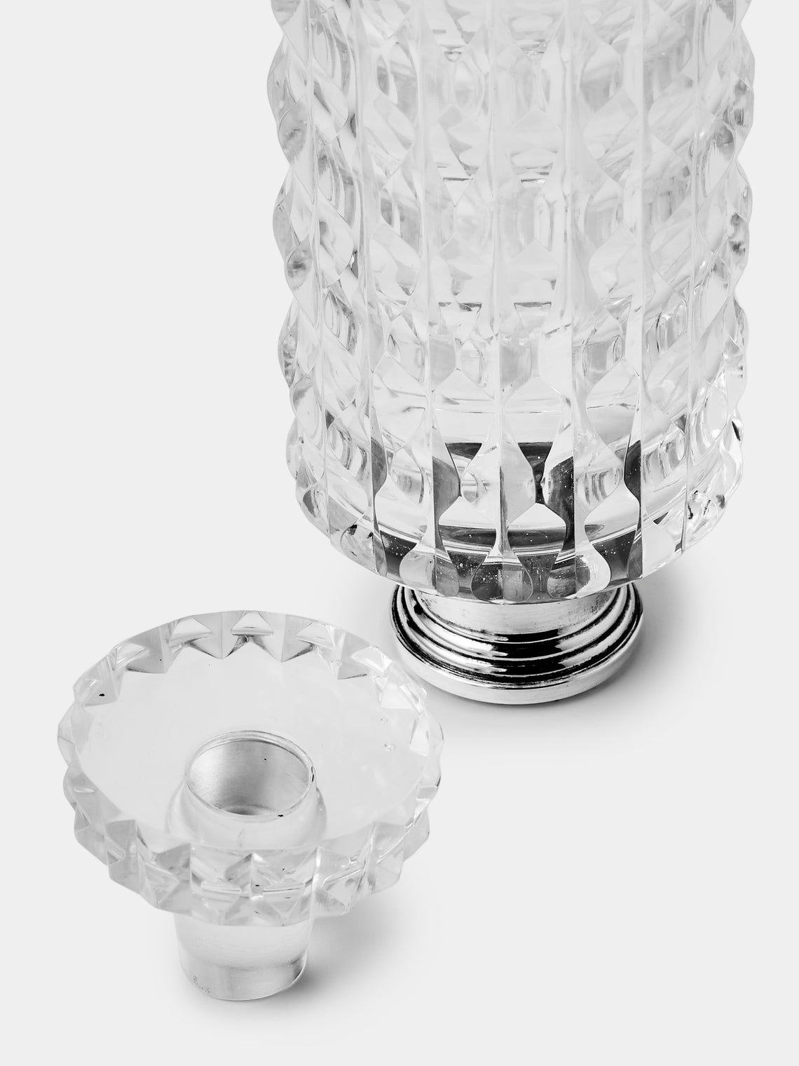 Antique and Vintage - 1950s Italian Sterling Silver and Crystal Decanter - Clear - ABASK