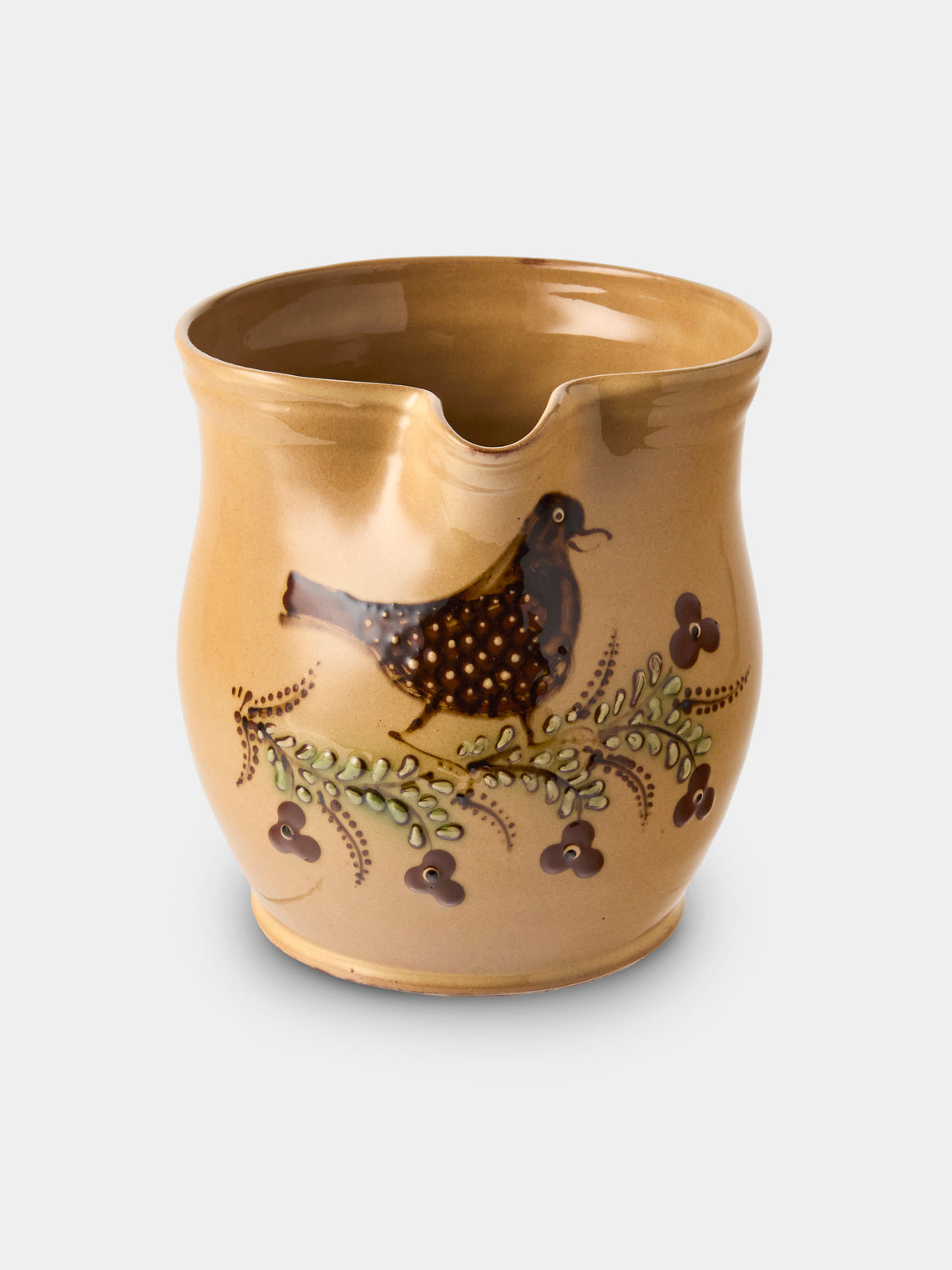 Poterie d’Évires - Birds Hand-Painted Ceramic Medium Jug - Cream - ABASK