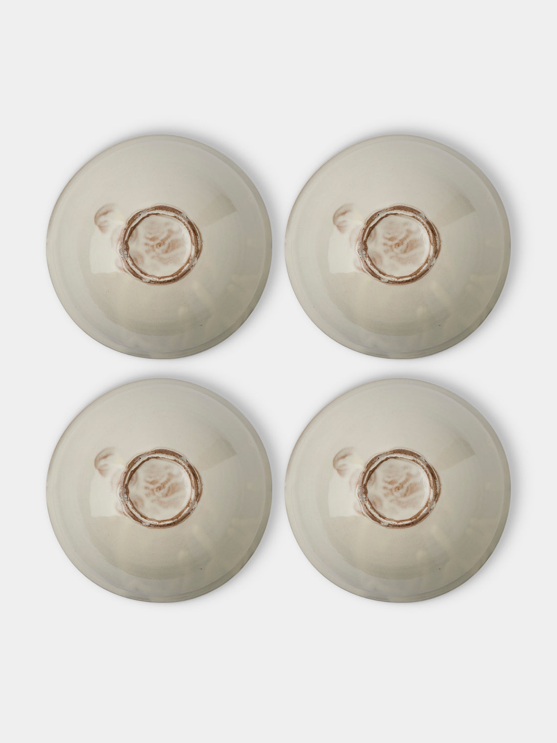 Fuminari Araga - Kohiki Slipware Shallow Bowls – 8in/21cm (Set of 4) - White - ABASK