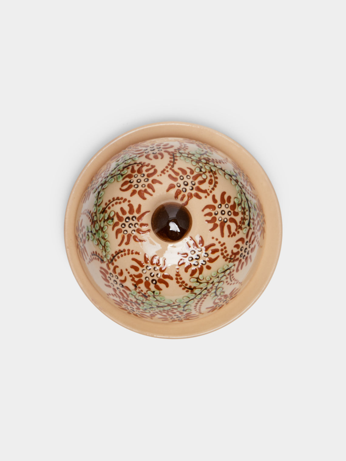 Poterie d’Évires - Flowers Hand-Painted Ceramic Small Butter Dish -  - ABASK