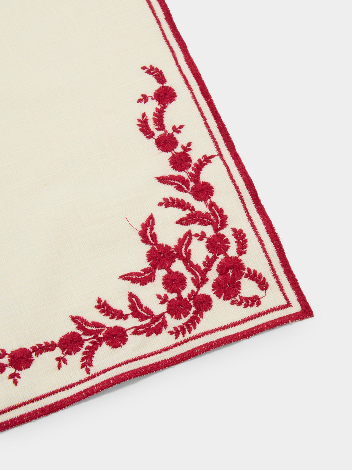 Borgo delle Tovaglie - Venaria Embroidered Linen Placemats (Set of 4) - Red - ABASK