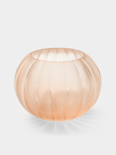 Micheluzzi Glass - Bocia Rose Coste Hand-Blown Murano Glass Vase (6in/16cm) - Pink - ABASK - 