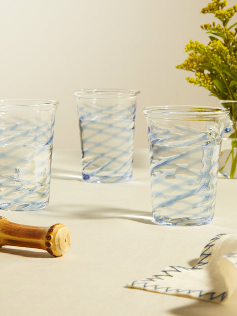 Anut - Swirl Hand-Blown Glass Tumblers (Set of 6) -  - ABASK