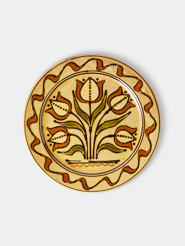 Fitch & McAndrew - Tulips Slipware Dinner Plate (10.4in/26.5cm) - Yellow - ABASK - 