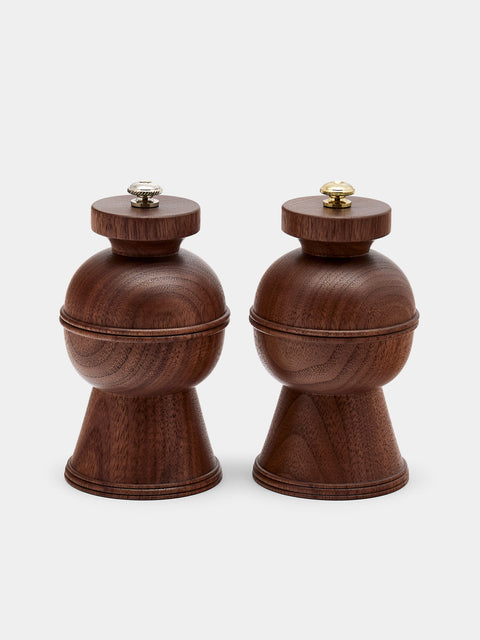 Yamani Woodworks - Hand-Turned Wood Salt and Pepper Mills (Set of 2) - Brown - ABASK - 