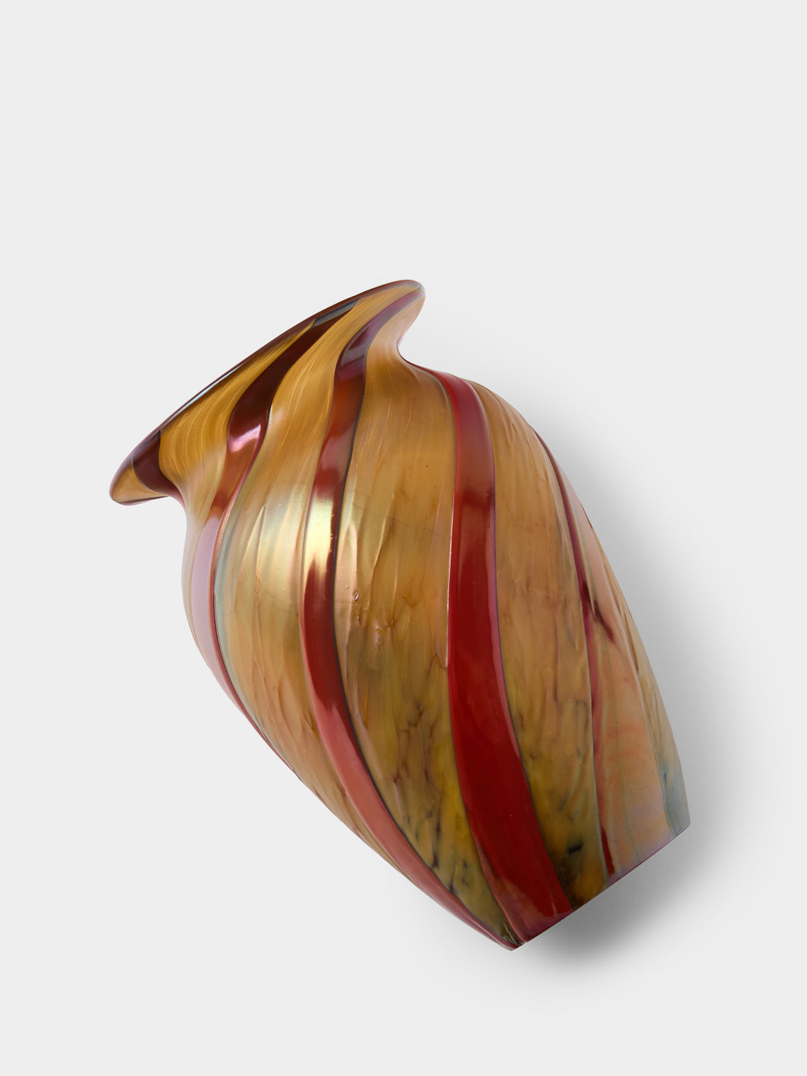 Antique and Vintage - 1950s Murano Glass Vase (9in/23cm) - Gold - ABASK