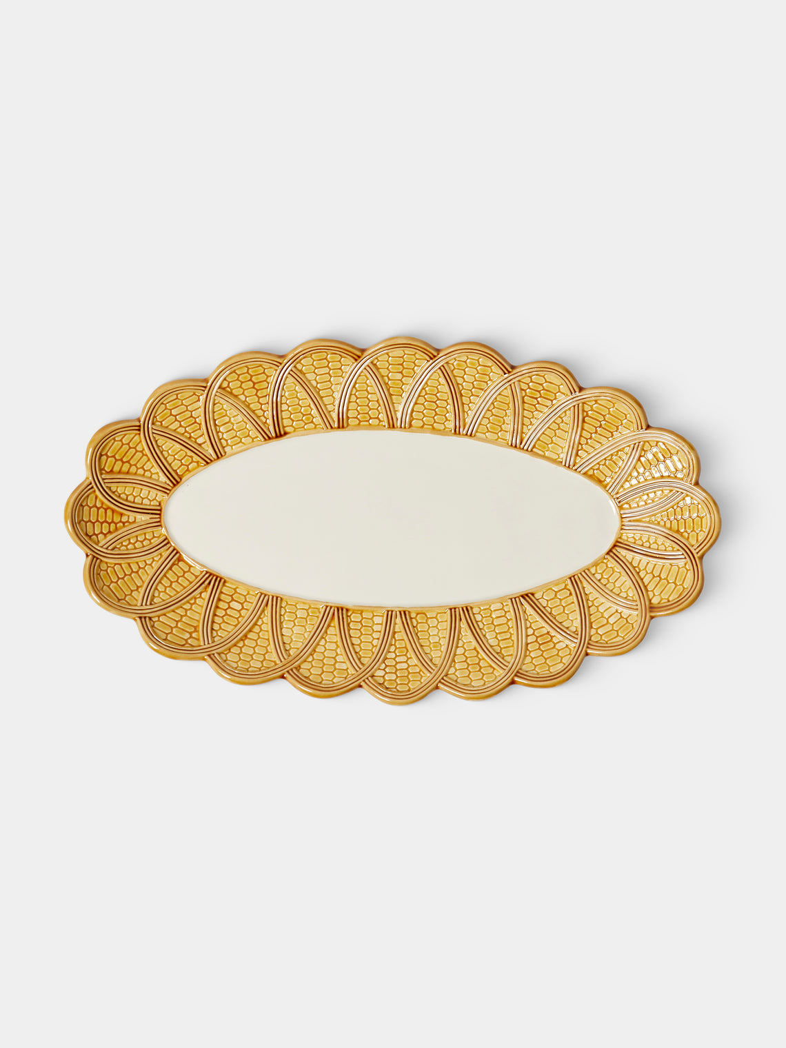 Verdolini - Woven Hand-Painted Majolica Ceramic Serving Platter - Natural - ABASK - 