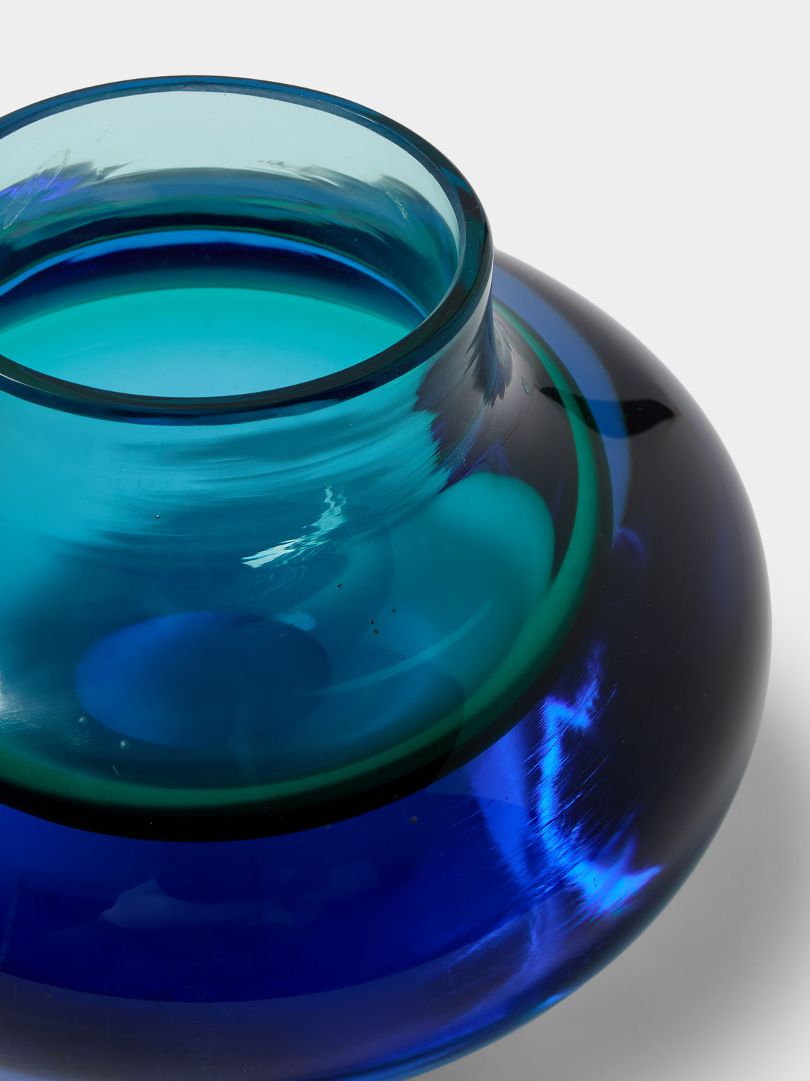 Antique and Vintage - 1970s Seguso Glass Vase (6in/15cm) - Blue - ABASK