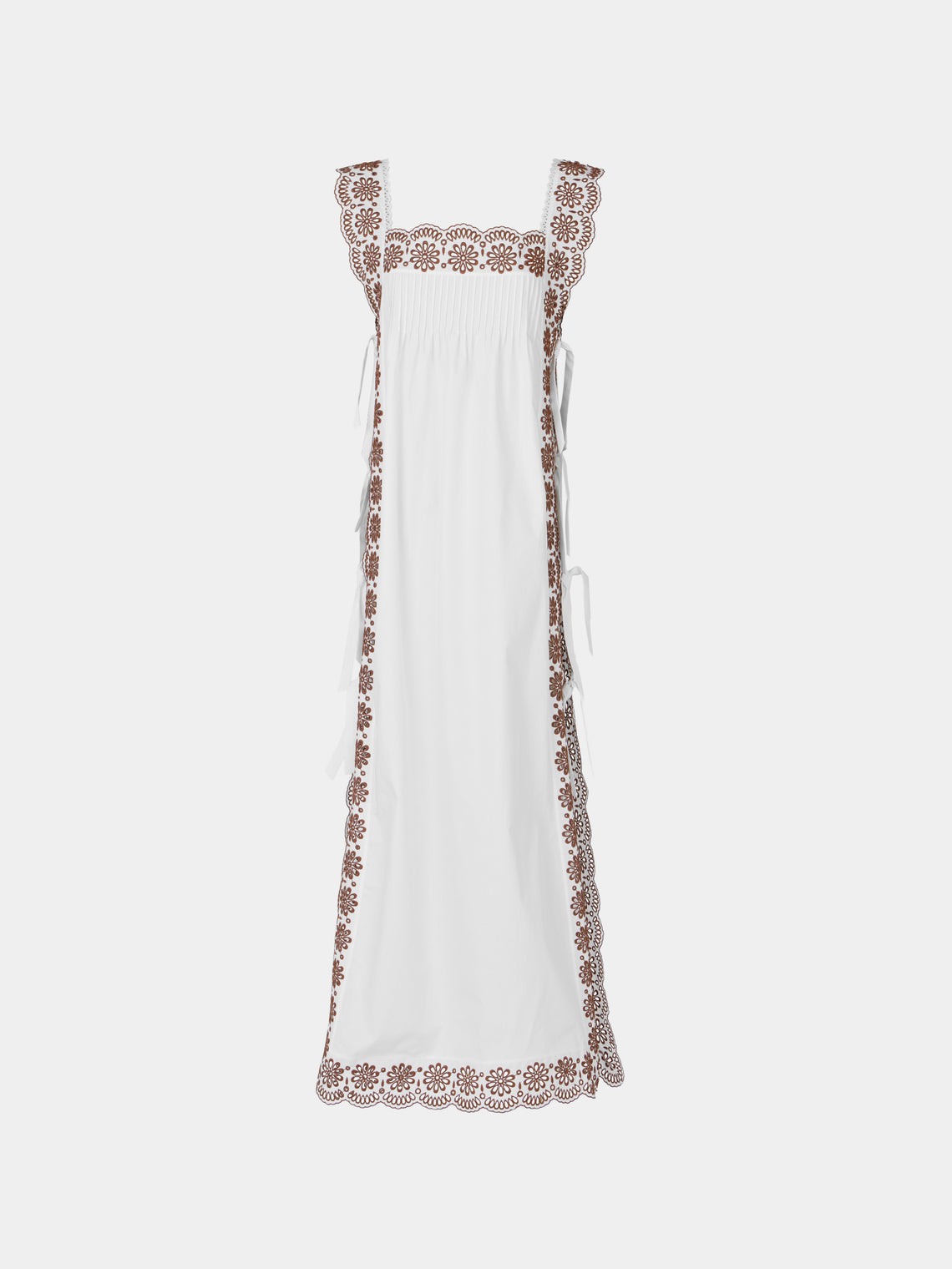 Loretta Caponi - Fiocchini Cotton Long Dress | Size: XS - White - ABASK - 