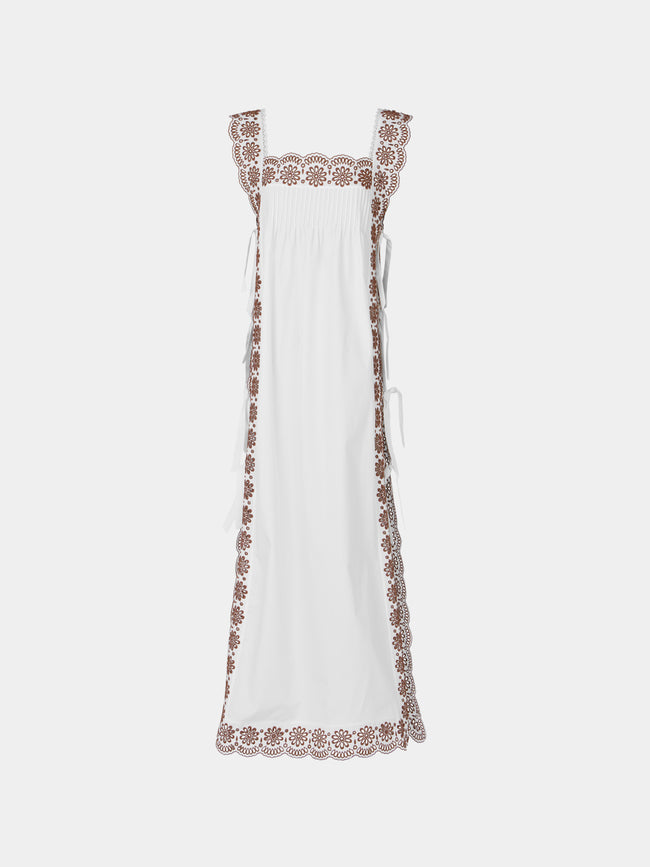 Loretta Caponi - Fiocchini Cotton Long Dress | Size: XS - White - ABASK - 