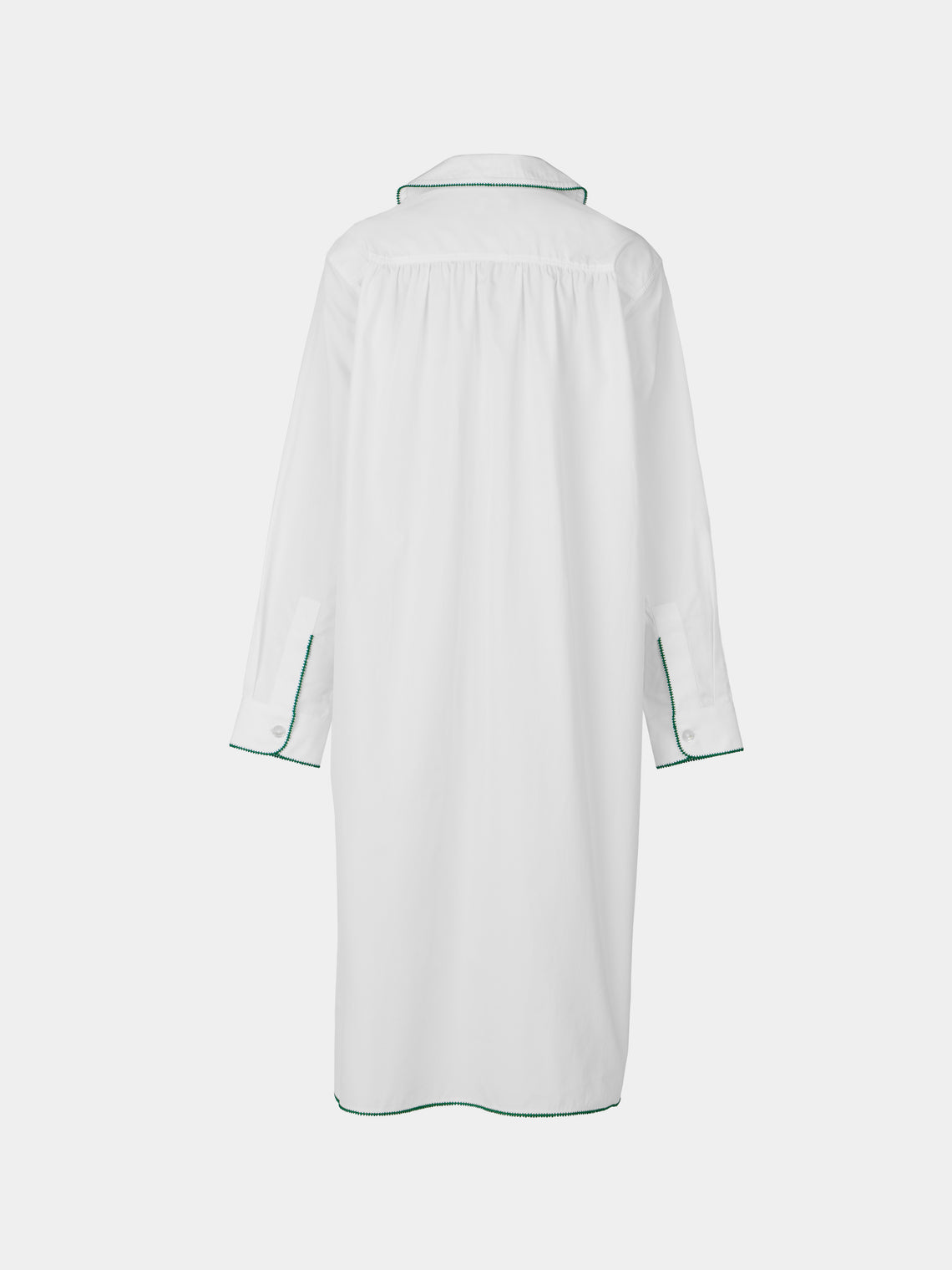 Sebline - Thread Hand-Embroidered Cotton Shirt Dress | Size: S - White - ABASK