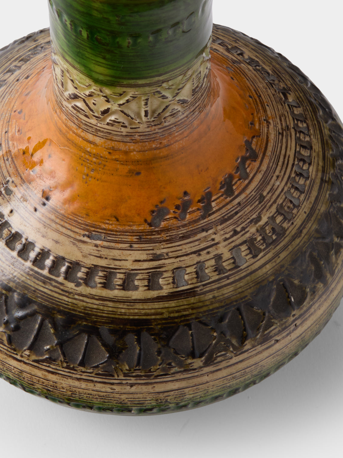 Antique and Vintage - 1960s Bitossi Sahara Ceramic Bud Vase (6in/16cm) - Green - ABASK