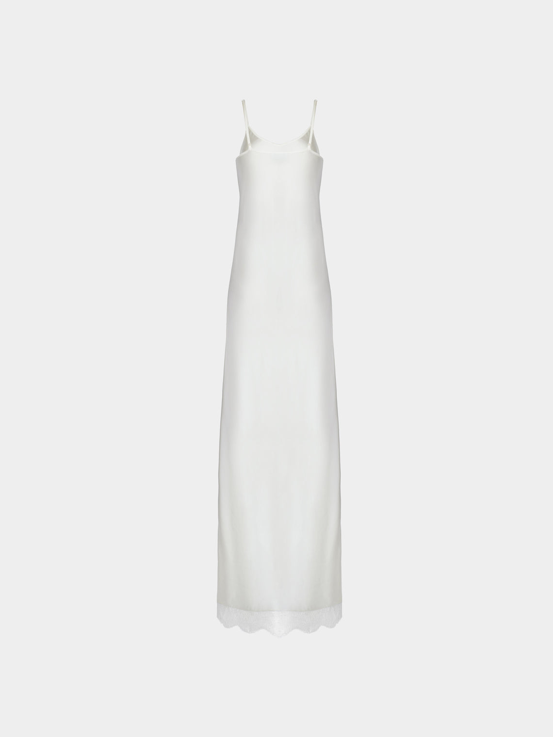 Ryan Roche - Silk and Lace Long Slip Dress | Size: S - Ivory - ABASK