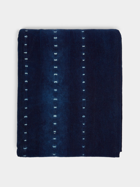Tensira - Indigo Hand-Dyed Cotton Rectangular Tablecloth -  - ABASK - 