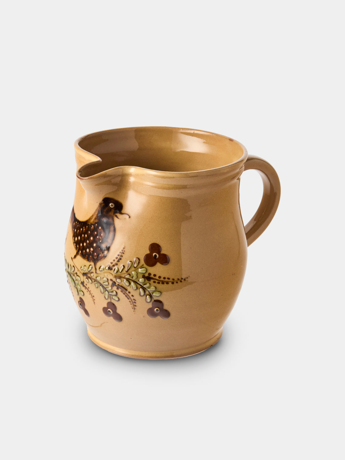 Poterie d’Évires - Birds Hand-Painted Ceramic Medium Jug - Cream - ABASK - 