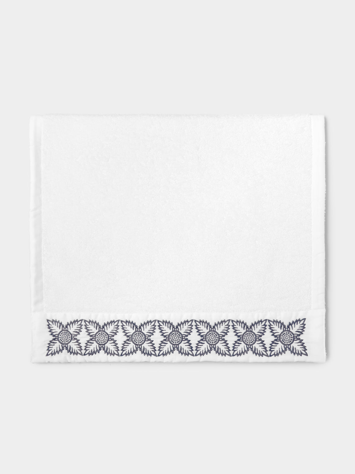 Loretta Caponi - Foliage Hand-Embroidered Cotton Hand Towel -  - ABASK - 