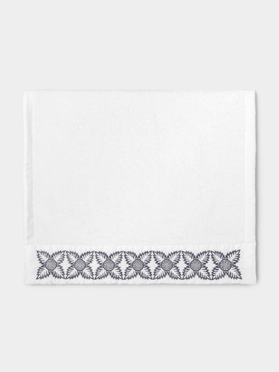 Loretta Caponi - Foliage Hand-Embroidered Cotton Hand Towel -  - ABASK - 